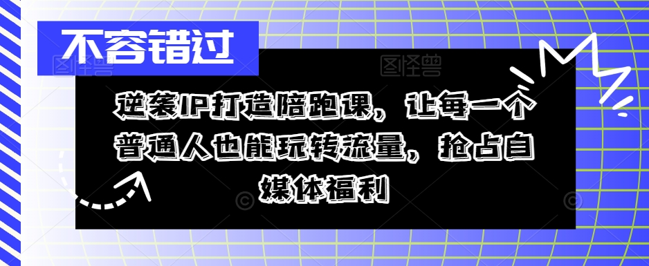 逆袭IP打造陪跑课,让每一个普通人也能玩转流量,抢占自媒体福利-则成副业项目资源站