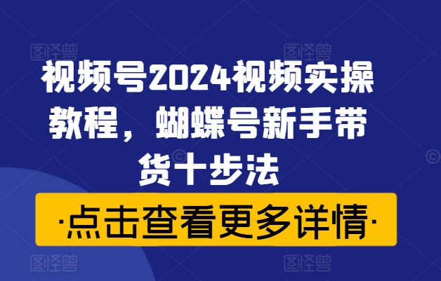 视频号2024视频实操教程，蝴蝶号新手带货十步法-则成副业项目资源站