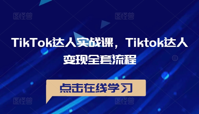 TikTok达人实战课，Tiktok达人变现全套流程-则成副业项目资源站