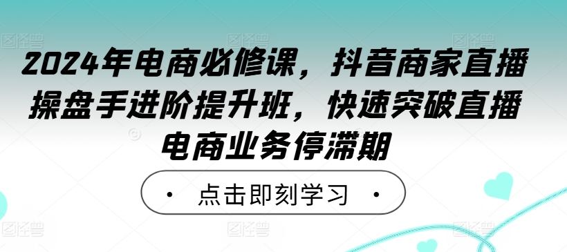 2024年电商必修课,抖音商家直播操盘手进阶提升班,快速突破直播电商业务停滞期-则成副业项目资源站