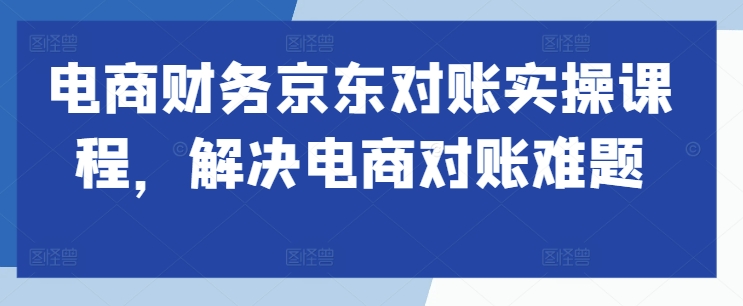 电商财务京东对账实操课程，解决电商对账难题-则成副业项目资源站