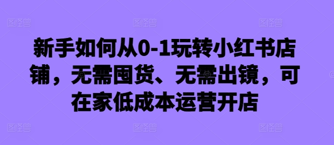 新手如何从0-1玩转小红书店铺,无需囤货、无需出镜,可在家低成本运营开店-则成副业项目资源站