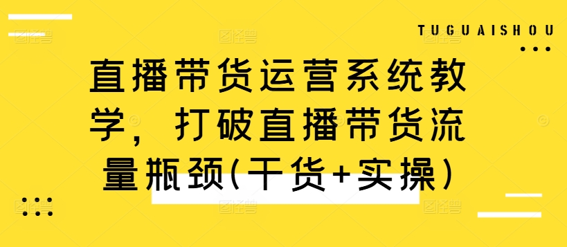 直播带货运营系统教学，打破直播带货流量瓶颈(干货+实操)-则成副业项目资源站