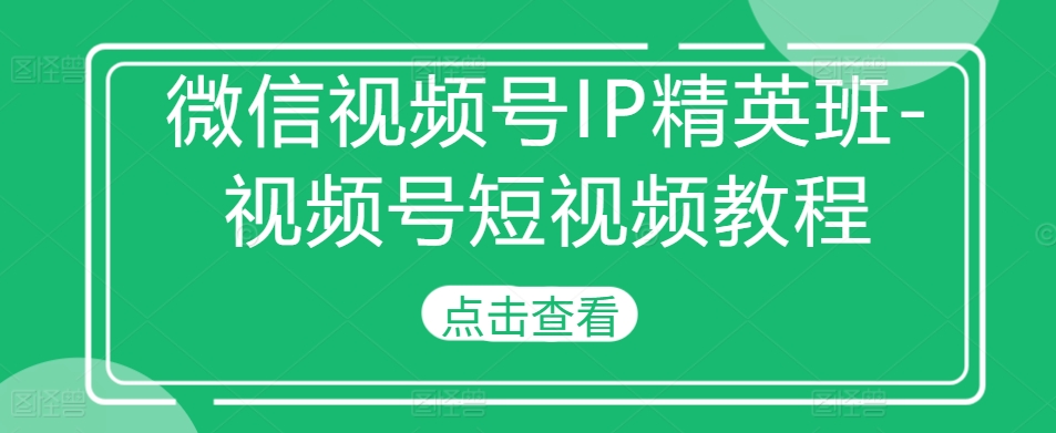 微信视频号IP精英班-视频号短视频教程-则成副业项目资源站