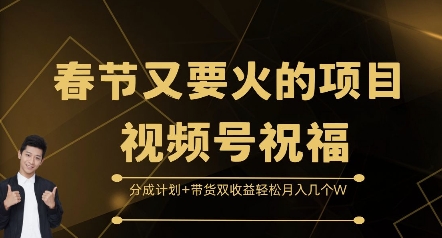 春节又要火的项目视频号祝福,分成计划+带货双收益,轻松月入几个W【揭秘】-则成副业项目资源站