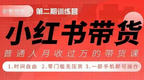 小Red书带货42天训练营 2.0版，宝妈+自由职+上班族+大学生，提高副业收入的大红利项目-则成副业项目资源站