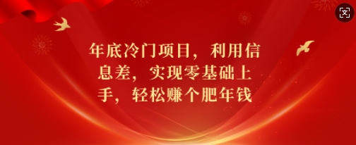 年底冷门项目,利用信息差,实现零基础上手,轻松赚个肥年钱【揭秘】-则成副业项目资源站