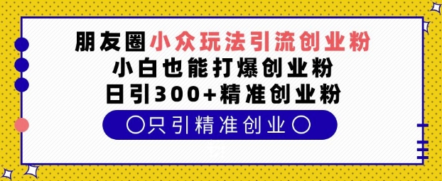 朋友圈小众玩法引流创业粉,小白也能打爆创业粉,日引300+精准创业粉【揭秘】-则成副业项目资源站