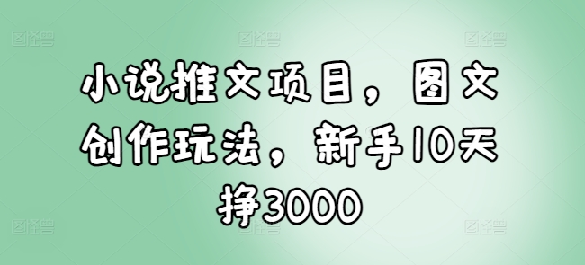 小说推文项目,图文创作玩法,新手10天挣3000-则成副业项目资源站