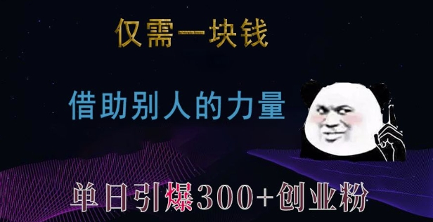仅需一块钱,借助别人的力量,单日引爆300+创业粉、兼职粉【揭秘】-则成副业项目资源站