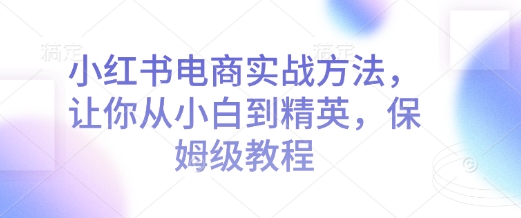 小红书电商实战方法,让你从小白到精英,保姆级教程-则成副业项目资源站