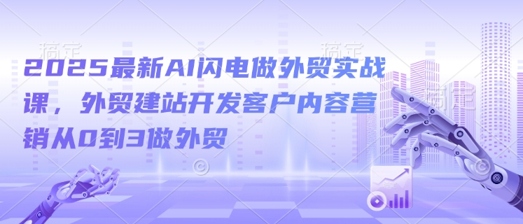 2025最新AI闪电做外贸实战课,外贸建站开发客户内容营销从0到3做外贸-则成副业项目资源站