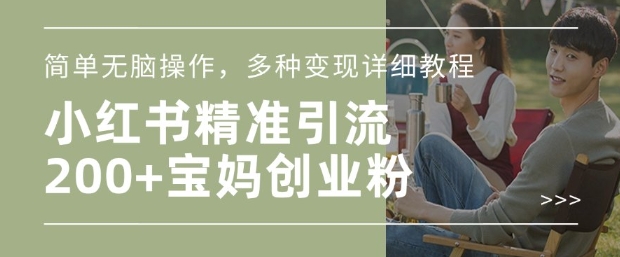 小红书混剪日引200+宝妈创业粉,简单无脑操作,多种变现详细教程-则成副业项目资源站