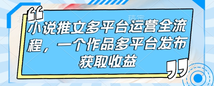小说推文多平台运营全流程，一个作品多平台发布获取收益-则成副业项目资源站