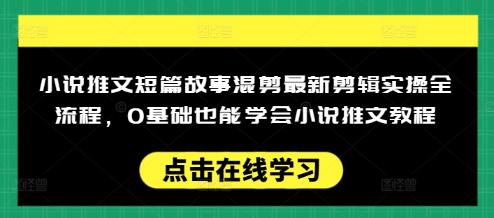 小说推文短篇故事混剪最新剪辑实操全流程,0基础也能学会小说推文教程,肯干多发日入多张-则成副业项目资源站