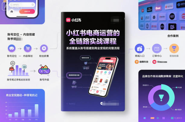 小红书电商运营的全链路实战课程，系统覆盖从账号搭建到商业变现的完整流程-则成副业项目资源站
