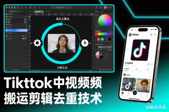 Tiktok中视频纯搬运剪辑去重技术，外来技术，自行测试-则成副业项目资源站