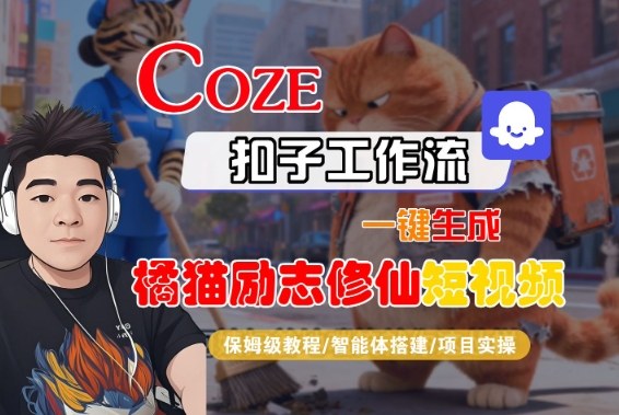 Coze扣子智能体工作流一键生成“橘猫励志修仙“短视频，全流程保姆级教学-则成副业项目资源站
