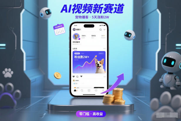 AI视频新赛道，宠物播客仅注册5天涨粉2W，收益非常可观-则成副业项目资源站