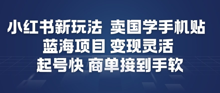 小红书新玩法，卖国学手机贴，蓝海项目，变现灵活，起号快，商单接到手软-则成副业项目资源站