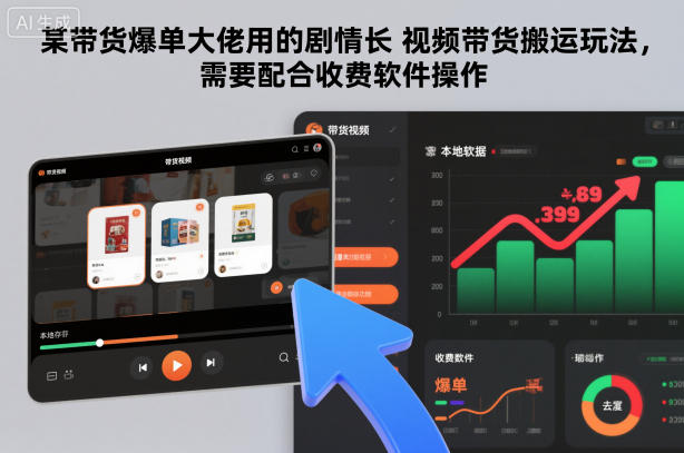 某带货爆单大佬用的剧情长视频带货搬运玩法，需要配合收费软件操作-则成副业项目资源站