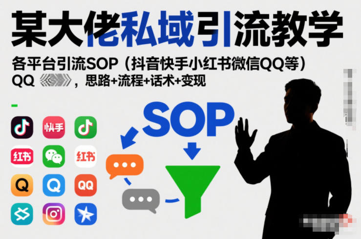 某大佬私域引流教学，各平台引流SOP（抖音快手小红书微信QQ等），思路+流程+话术+变现-则成副业项目资源站