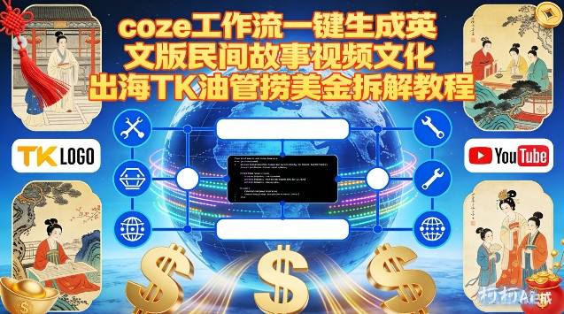 Coze扣子工作流一键生成英文版民间故事视频，文化出海TK油管捞美金拆解教程-则成副业项目资源站