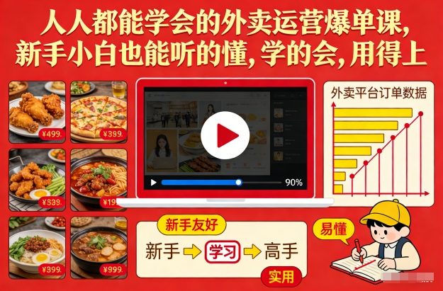 人人都能学会的外卖运营爆单课，新手小白也能听的懂，学的会，用得上-则成副业项目资源站