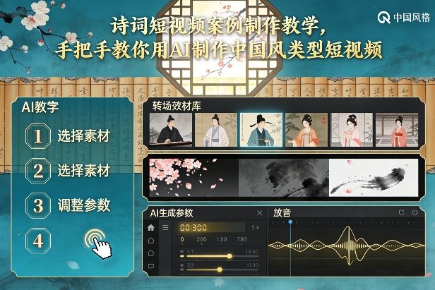 古诗词短视频案例制作教学，手把手教你用AI制作中国风类型短视频-则成副业项目资源站