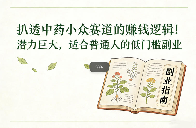 扒透中药小众赛道的賺米逻辑，潜力巨大，适合普通人的低门槛副业-则成副业项目资源站