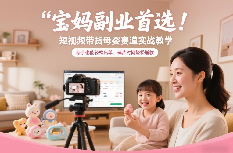 宝妈副业首选！短视频带货母婴赛道实战教学，新手也能轻松出单，碎片时间轻松增收-则成副业项目资源站