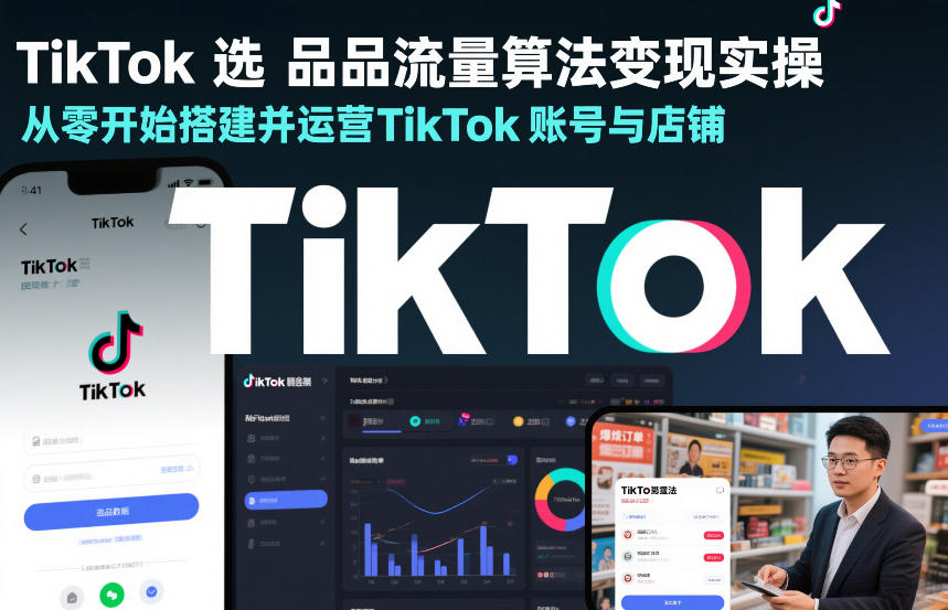 TikTok选品流量算法变现实操，从零开始搭建并运营TikTok账号与店铺-则成副业项目资源站