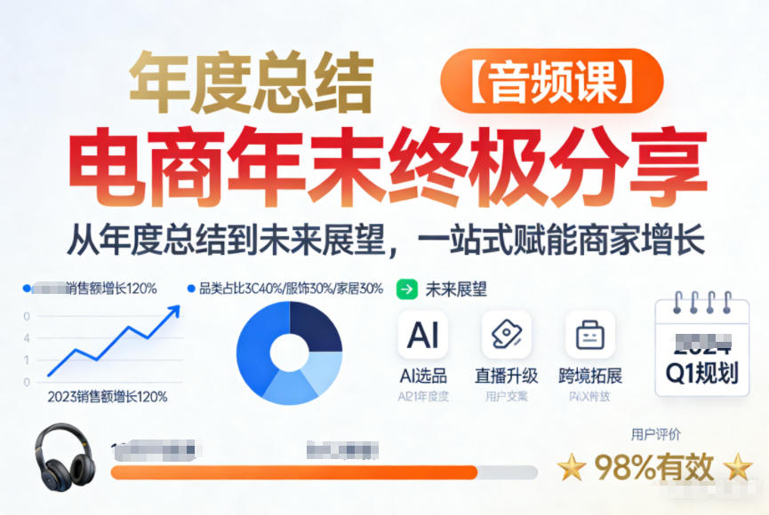 电商年未终极分享，从年度总结到未来展望，一站式赋能商家增长【音频课】-则成副业项目资源站