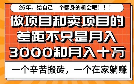 为什么卖项目能轻松月入10个W，而做项目却真正賺不到什么钱？原因竟然是这个！【揭秘】-则成副业项目资源站