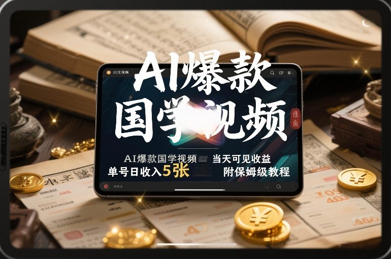 AI爆款国学视频，独家起号方法，小白直接上手，当天可见收益，单号日收入5张+附保姆级教程-则成副业项目资源站