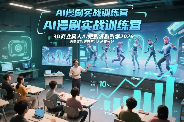 AI漫剧实战训练营，3D商业真人AI短剧漫剧引爆2026，流量红利期已至，入场正当时-则成副业项目资源站