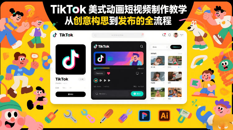 TikTok美式动画短视频制作教学，从创意构思到发布的全流程-则成副业项目资源站