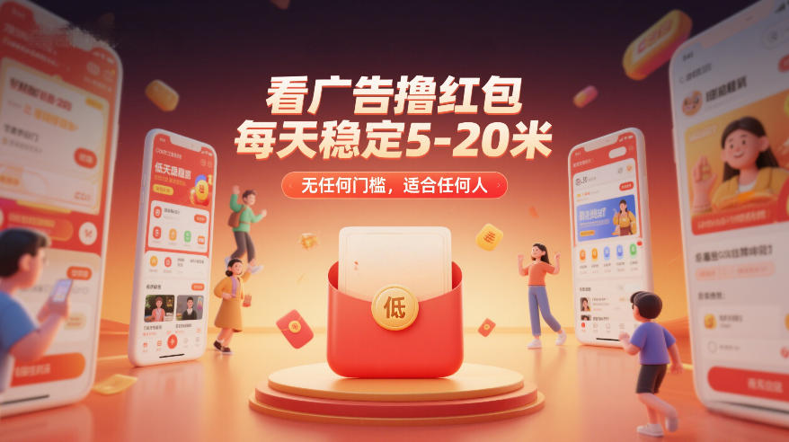 看广告撸红包，每天稳定5-20米，无任何门槛，适合任何人-则成副业项目资源站