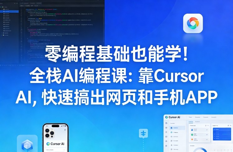 零编程基础也能学！全栈AI编程课：靠Cursor AI，快速搞出网页和手机APP-则成副业项目资源站