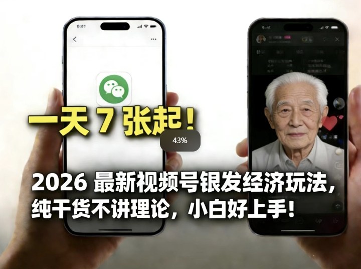 2026最新视频号银发经济玩法，轻松每天7张起，小白也可做-则成副业项目资源站
