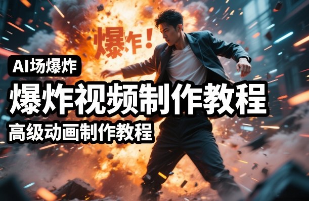 AI场景爆炸视频制作教程，利用人物实拍视频制作出高级的动画特效-则成副业项目资源站