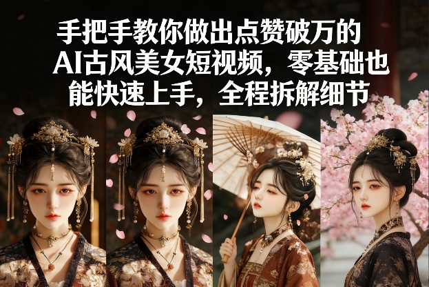 手把手教你做出点赞破万的AI古风美女短视频，零基础也能快速上手，全程拆解细节-则成副业项目资源站