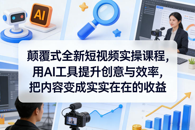颠覆式全新短视频实操课程，用AI工具提升创意与效率，把内容变成实实在在的收益-则成副业项目资源站