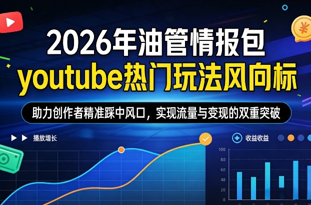 2026年油管情报包，youtube热门玩法风向标，助力创作者精准踩中风口，实现流量与变现的双重突破（更新）-则成副业项目资源站