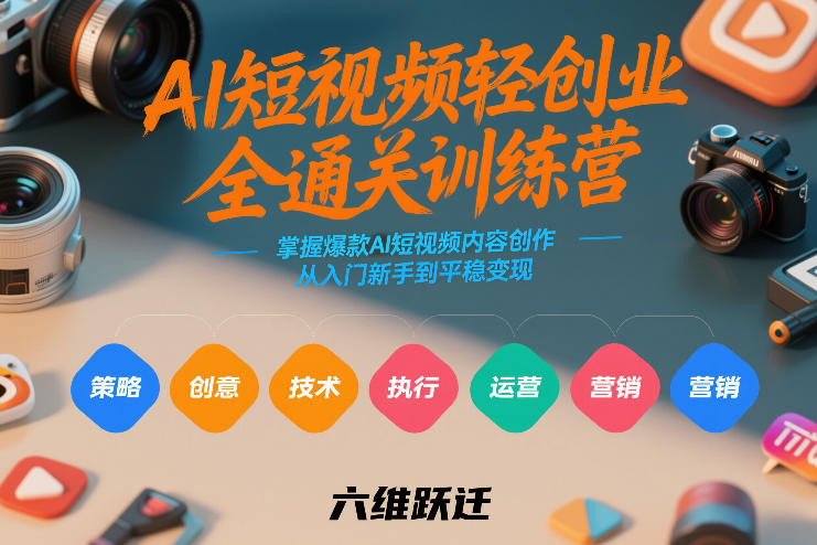 AI短视频轻创业全通关训练营，掌握爆款AI短视频内容创作，从入门新手到平稳变现的六维跃迁-则成副业项目资源站