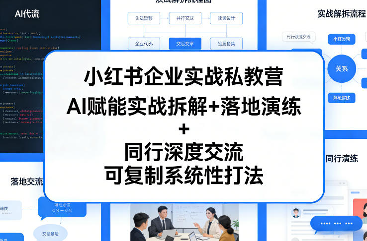小红书企业实战私教营，AI赋能实战拆解+落地演练+同行深度交流，可复制系统性打法-则成副业项目资源站