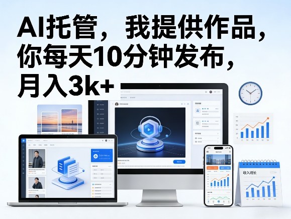 公众号AI托管，我提供作品，你每天10分钟发布，月入3k+【揭秘】-则成副业项目资源站
