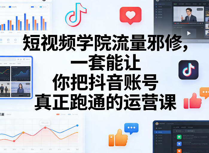 短视频学院流量邪修，一套能让你把抖音账号真正跑通的运营课-则成副业项目资源站