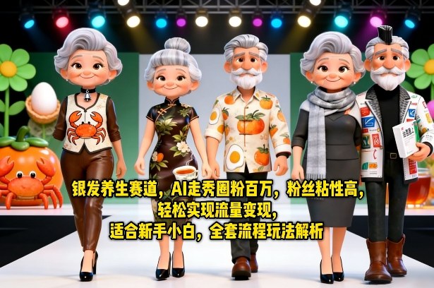 银发养生赛道，AI走秀圈粉百万，粉丝粘性高，轻松实现流量变现，适合新手小白，全套流程玩法解析-则成副业项目资源站