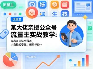 某大佬亲授公众号流量主实战教学:多赛道玩法全覆盖,小白轻松变现,每月多挣5k+-则成副业项目资源站